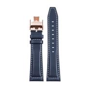 DNDJJM Watchband Compatible With Longines Pioneer Five Star Admiral Series Leather Watchstrap Men's Comcas L3.810/L3.811 Cowhide Bracelet(Blue white rose B,21mm)