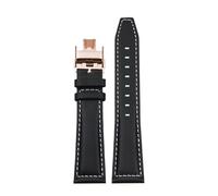 DNDJJM Watchband Compatible With Longines Pioneer Five Star Admiral Series Leather Watchstrap Men's Comcas L3.810/L3.811 Cowhide Bracelet(Black white rose B,21mm)