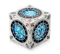 DNDND 7-in-1 Spinner Dice Cube with Gift Box - Goristro and Couatl Themed D&D Collector's Set for TTRPG, for Dungeon Masters and Players (Silver & Blue)
