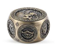 DNDND 8-in-1 Spinner Dice with Dual D20 - Hexagonal Metal D&D Monster Themed Dice Set for TTRPG Dungeons and Dragons, Dungeon Masters with Collectible Gift Tin (Brass)