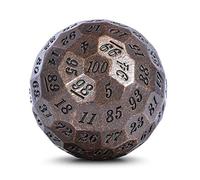 DNDND Ancient Copper Metal D100 Dice Single 100 Sided 50mm Polyhedral Dice with Metal Case and Velvet Pouch(Ancient Copper with Black Number)