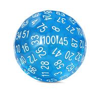 DNDND D100 Dice Blue 100 Sided Dice Set with Organza Pouch for Dungeons and Dragons DND (Translucent Blue with White Number)