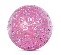 DNDND D100 Die with Pink Chameleon Powder Inside with Translucent Pouch for D&D Dungeon and Dragons