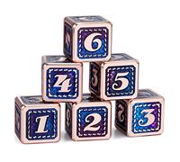 DNDND Dragon Scale D6 Dice Set, 6 PCS Dragon Scale Metal D6 Dice with Free Black Velvet Bag for DND Pathfinder Shadowrun or GURPs (Teal and Purple with Copper Edge)