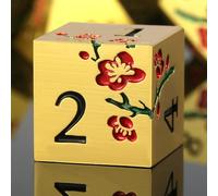 DNDND Flowers Metal Dice, 7 PCS Metallic DND Dice with Grogeous Gift Case for D&D Dungeons and Dragon Tabletop Game (Red Flowers with Gold)