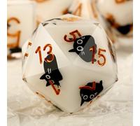 DNDND Kawaii Sharp Edge DND Dice Set - 7-Piece Cute Cat Sticker Polyhedral Dice for D&D 5E, Critical Roll & Anime RPG Fans - Collector's Gift with Dragon Case