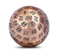 DNDND Metal D100 Dice 50mm Single 100 Sided Polyhedral Dice with Metal Case and Velvet Pouch(Copper with Black Number)