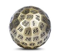 DNDND Metal Dice D100 Single 50mm 100 Sided Polyhedral Dice with Metal Case and Velvet Pouch for Table Game(Ancient with Black Number)