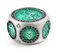 DNDND Unique Spinner D&D Dice, 8-in-1 Hexagonal Metal Dice with Dual D20 Monster Themed Dice Set for DND Dungeons and Dragons, Dungeon Masters with Collectible Gift Tin (Silver with Green)