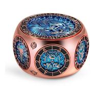 DNDND Unique Spinner Dice, 8-in-1 Hexagonal Metal Dice with Dual D20 Monster Themed Dice Set for DND Dungeons and Dragons, Dungeon Masters with Collectible Gift Tin (Rose with Teal)