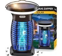 Dnenellr Fly Zapper Electric, 3500V Solar Fly Killer, LED 2 IN 1 UV Light Insect Bug Zapper, 360° Hangable Mosquito Control for Indoor Outdoor, USB Mosquito Killer Lamp Removable Washable Tray