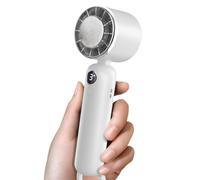 Dnenellr Mini Handheld Fan 2025, 5000mAh Rechargeable Battery, 3-Speed Turbo Cooling, LED Display, USB Personal Fan for Travel, Office, Home & Outdoor Use, White