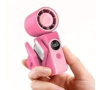 Dnenellr Mini Handheld Fan with Clip, Portable Turbo Fan (Hot Pink) | Rotatable head, 4 speeds, 13500RPM turbo wind, Digital Display, USB rechargeable 2400mAh, pocket, travel, makeup, outdoor use