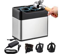 DNEPEI Electric Portafilter Cleaner,Automatic Portafilter Cleaning Machine with 2 scrapers designed to fit 58mm single, and 58mm double cup portafilter baskets for coffee shops, kitchens Silver