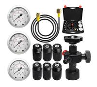 DNEPEI Hydraulic Nitrogen Accumulator Test Charging Kit,Nitrogen Ac Leak Test Kit,It Includes A Main Valve Body, 3 Precision Pressure Gauges, 6 Couplings And A Hose For Air Compression Systems