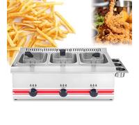 DNEPEI Professional commercial gas fryer, 10L/20L/30L stainless steel gastro fryer for frying food, easy to clean, French fries, onion rings, chicken, high heating power 3 * 10L