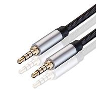 DnGeky Male to Male Audio Cable 5M,3.5mm 4 Pole Nylon Braided Stereo Aux Cable,Auxiliary Cable,Aux Cord for Headphones, PS4,phone, Tablets, Headset, PC, Laptop and More(5M/15Ft)