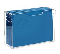 DNGHUO Acrylic Hanging File Organizer Box, Legal Size Clear File Storage Box with Handles, Portable Filing Holder for Desk, Home Office, School -1 Pack