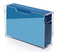 DNGHUO Acrylic Hanging File Organizer Box, Legal Size Clear File Storage Box with Handles, Portable Filing Holder for Desk, Home Office, School -1 Pack