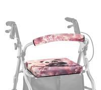 Dngkaoje 2 Pcs Walker Seat and Back Rest Lovely Panda Print Walker Seat Attachment for Folding Walker Soft Rollator Accessories for Seniors Removable Washable Dust Cover Set