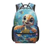 Dngkaoje Animal Turtle Print Schoolbag Kid School Backpack with Cute Turtle Print for Little Boys Girls Age 4-6 Big Casual Bookbag 17 Inch Travel Rucksack for Toddler with Smooth Zippers