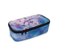 Dngkaoje Animals Dolphin Print Pencil Cases for School Girls Oceans Dolphins Pencil Pouch for Kids School Supplys Pen Bag Big Capacity Cute Pen Box with Double Zipper Stationery Desk Organizer