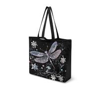 Dngkaoje Art Dragonfly Canvas Tote Bags Bags Women Large Shoulder Tote Bags Dirty Clothes Bag for Traveling Kids Girls Shoulder Handbag Women Reusable Grocery Bags Foldable Purse