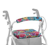Dngkaoje Blue Hippie Lotus Rollator Walker with Seat Protection Cover Rose Washable Dust Cover Set with Seat Accessories Decor Roll Bar Cover for Walker Seat Covers for Walkers