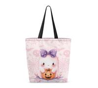 Dngkaoje cute Halloween spooky Tote Bags for Womens Reusable Grocery Bags cute ghost print Shoulder Handbag Ladies Girls Ravel Handbags Funny Shoulder Tote Bag with Inner Pocket girls Fashion Handbag