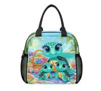 Dngkaoje Cute Sea Turtle Lunch Box for Little Kids 6-8 Animals Sea Turtle Lunchbag with Side Pocket Lunch Box Insulated Reusable Lunchbox Thermal Freezable Meal Tote Kit for Travel Camping Outdoor