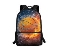 Dngkaoje Flame Basketball Backpack Boys School Bag for Children 10-12 Years Old,Basketball Print Bookbag for Kid 17Inch Casual Daypacks Rucksack for Middle School with Adjustable Strap