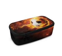 Dngkaoje Football Pencil case for Kids Boys School Pen Bags Large Capacity Pencil Holders Flame Soccer Print Kindergarten Elementary School Pen case Children Stationery Bags