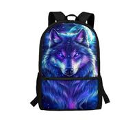 Dngkaoje Galaxy Wolf Backpack for School Boys Kids Bookbag for Children,Animal Wolf School Backpack for Boys 10-12 Years Old Large Capacity Middle Casual Daypack
