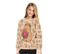 Dngkaoje Girls Sweatshirts Cute Capybara Crewneck Pullover Knit Sweaters Kawaii Capybara Hoodie Sweatshirts for Kids Boys Girls Long Sleeve Pullover Top Cute Sweater Hoodies Round Neck Tracksuit M