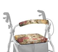 Dngkaoje Hummingbird Walker Seat Cover with Cushion Flowers Hummingbird Rollator Accessories for Seniors Universal Rollator Walker Seat and Backrest Protective Washable Dust Cover Set