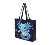 Dngkaoje Kawai blue Axolotl Canvas Tote Bags for Women Cute Shopping Handbags Reusable Grocery Bags Dirty Clothes Bag Laundry Pouch Large Tote Bags Women Fashion Handbags Tote Purse