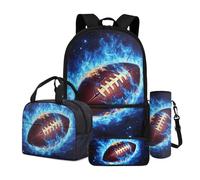 Dngkaoje Kids School Bags Set Lightning Rugby Print Bookbag Little Boys School Backpack and Lunchbox Pencil Pouch 4 Pieces Children Back to School Daypack Kindergarten Elementary Backpack