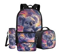 Dngkaoje Little Boys Girls Backpack for School Kids 5-8 Cute Koala Print School Book Bag Insulated Lunchbox Pencil Case Water Bottle Sleeve 4 in 1 Children Back to Schoolbags Set Casual Daypack