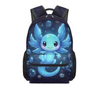 Dngkaoje Little Girls Backpack Cute Axolotl Schoolbag Blue Axolotl Print School Backpack for Kid Girls Age 4-6 Large Capacity Bookbag with Smooth Zippers 17 Inch Casual Daypack for toddler Girls