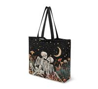 Dngkaoje Mushroom Skull Canvas Tote Bags for Women Shoulder Handbag with Mushroom Print Clothes Travel Bag Reusable Grocery Bags Large Travel Beach Bag Dirty Grocery Bags Carrier