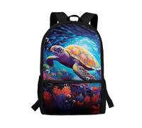 Dngkaoje Oceans Turtle School Backpack for Kids Girls Boys Bookbag,Blue Sea Turtle Print School Bag Large Capacity Travel Rucksack for Elementary Middle School Travel Daypack
