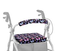 Dngkaoje Purple Butterfly Rollator Walker with Seat Protection Cover Art Butterfly Print Washable Dust Cover Set with Seat Accessories Decor Roll Bar Cover for Walker Seat Covers for Walkers
