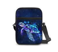 Dngkaoje Starry Night Turtle Crossbody Bag Mini Purse for Women Girls Messenger Handbag Small Animals Sea Turtle Print Messenger Bags for Women Cute Wallet Handbags Shopping Zipper Pouch