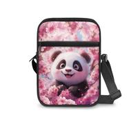 Dngkaoje Women Crossbody Bags Pink Panda Print Mini Messenger Handbag Sling Bag Teens Girls Shoulder Tote Bags Kawai Panda Print Crossbody Purse Kids Children Back To School Messenger Bags