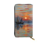 DngSer a Impression Sunrise Print Leather Long Clutch Wallet â€“ Fashionable Women's Personalized Wallet with Card Holder, Coin Pocket