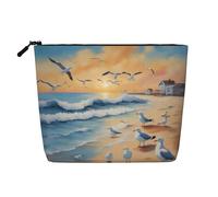 DngSer airborne seagulls Fake Hemp Makeup Bag - Multi-functional Travel Toiletry Bag - Makeup Accessories, Daily Storage – On-the-go!, Black, One Size