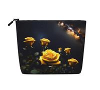 DngSer Beautiful yellow roses Fake Hemp Makeup Bag - Multi-functional Travel Toiletry Bag - Makeup Accessories, Daily Storage - On-the-go!, Black, One Size