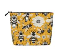 DngSer cartoon bee Fake Hemp Makeup Bag - Multi-functional Travel Toiletry Bag - Makeup Accessories, Daily Storage - On-the-go!, Black, One Size