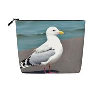 DngSer Cute seagull Fake Hemp Makeup Bag - Multi-functional Travel Toiletry Bag - Makeup Accessories, Daily Storage â€“ On-the-go!, Black, One Size