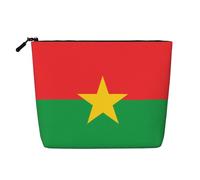 DngSer Flag of Burkina Faso Fake Hemp Makeup Bag - Multi-functional Travel Toiletry Bag - Makeup Accessories, Daily Storage – On-the-go!, Black, One Size